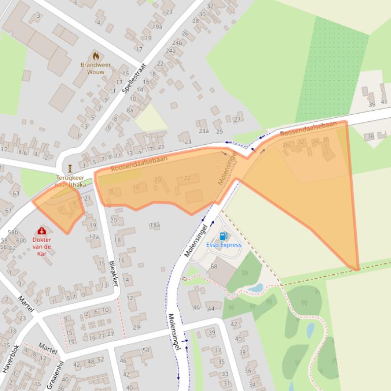 Kaart van postcodegebied 4724SE.