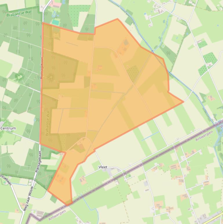 Kaart van postcodegebied 4725ST.