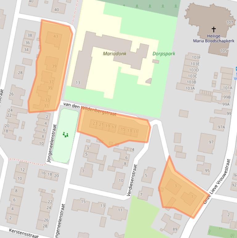 Kaart van postcodegebied 4735CJ.