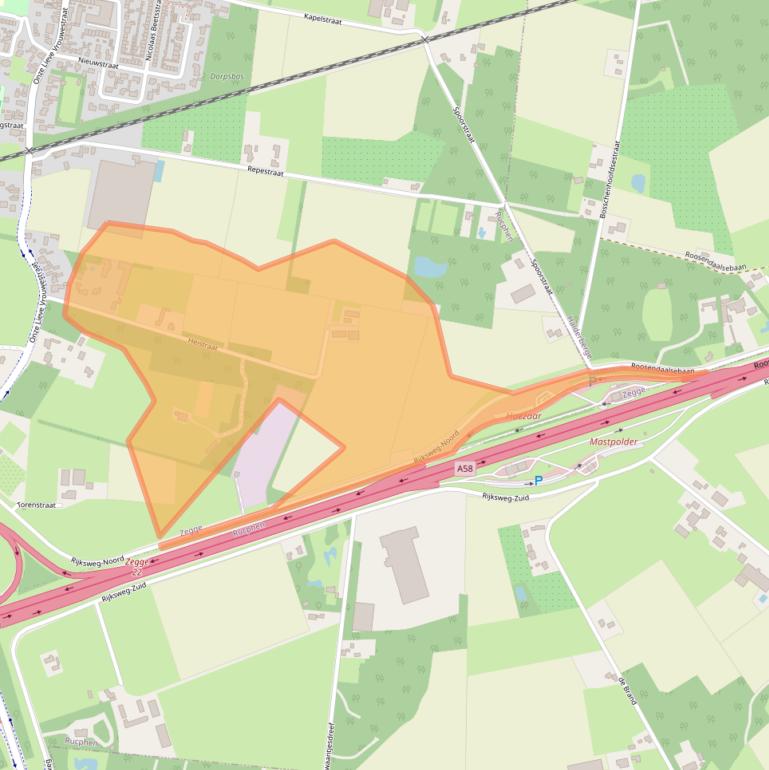 Kaart van postcodegebied 4735SK.