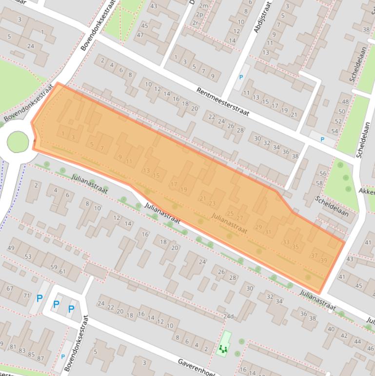 Kaart van postcodegebied 4741BS.