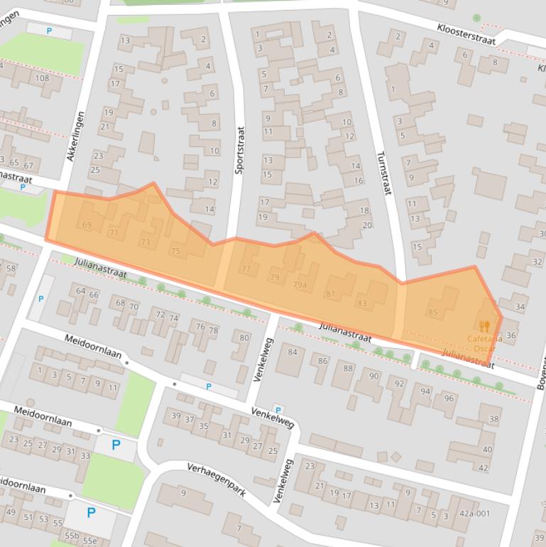 Kaart van postcodegebied 4741BV.
