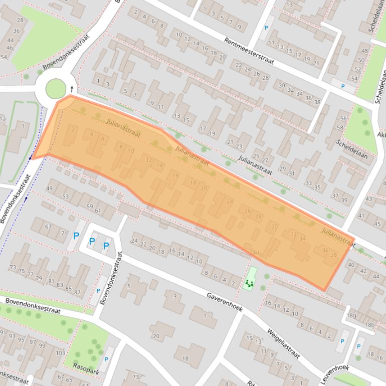 Kaart van postcodegebied 4741BW.