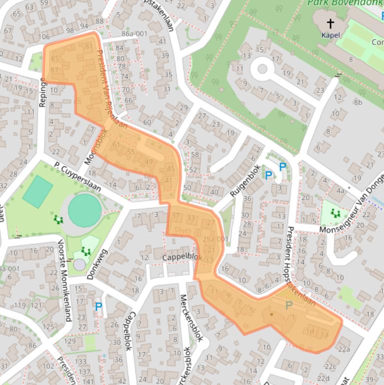 Kaart van postcodegebied 4741DG.