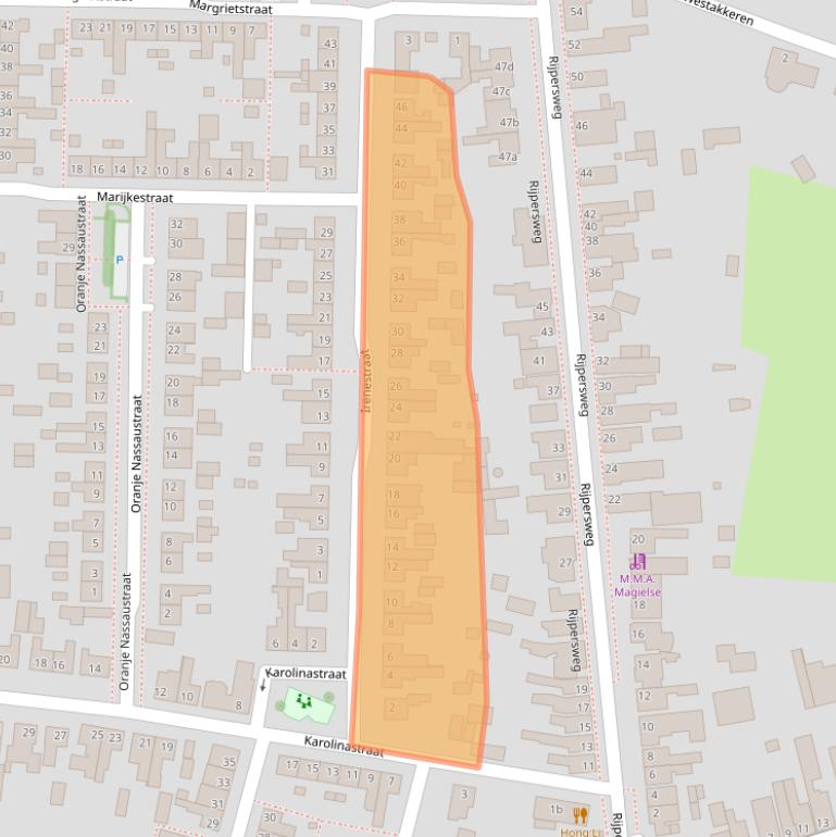 Kaart van postcodegebied 4751BJ.