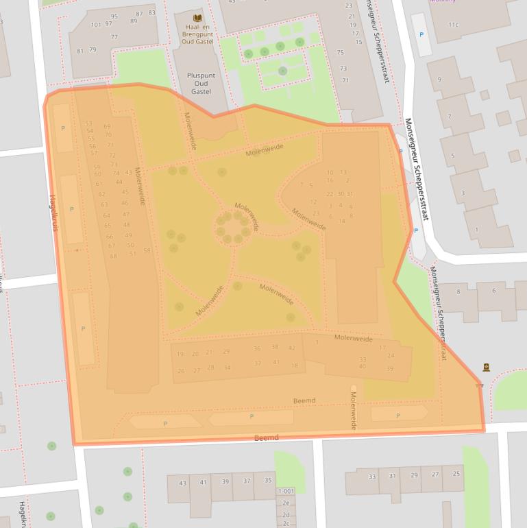 Kaart van postcodegebied 4751EG.