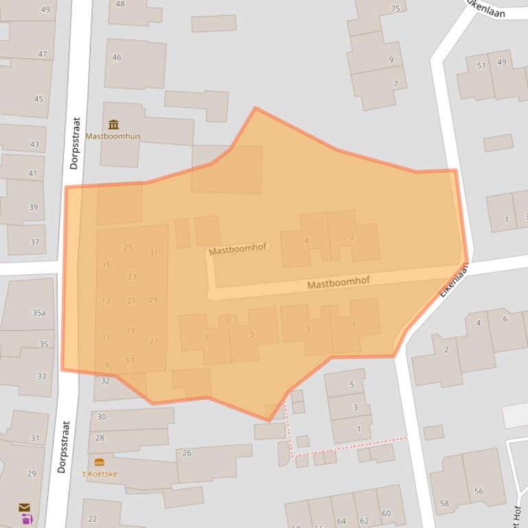 Kaart van postcodegebied 4751JZ.