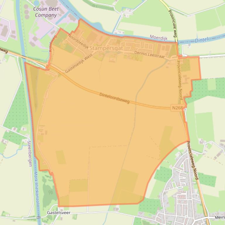 Kaartafbeelding, ingezoomd op postcodegebied 4754.