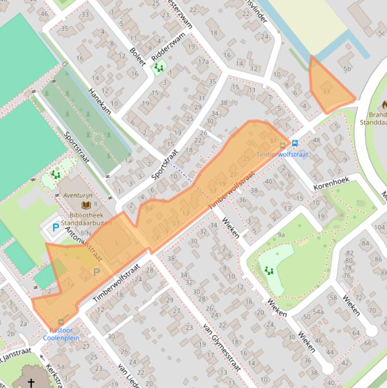 Kaart van postcodegebied 4758AJ.