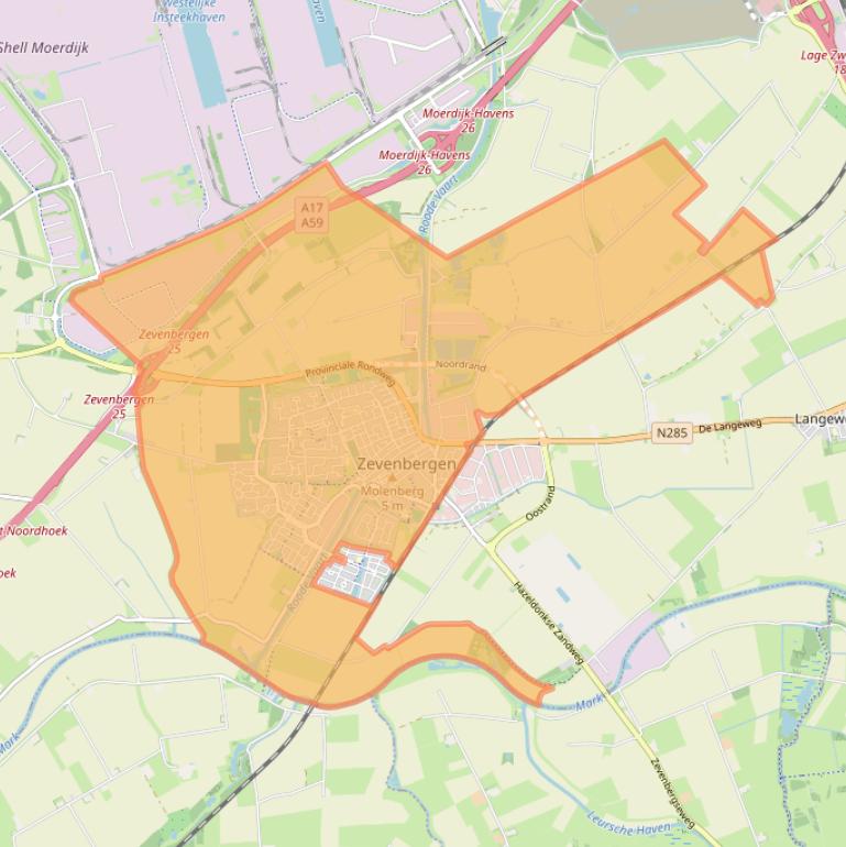 Kaart van postcodegebied 4761.