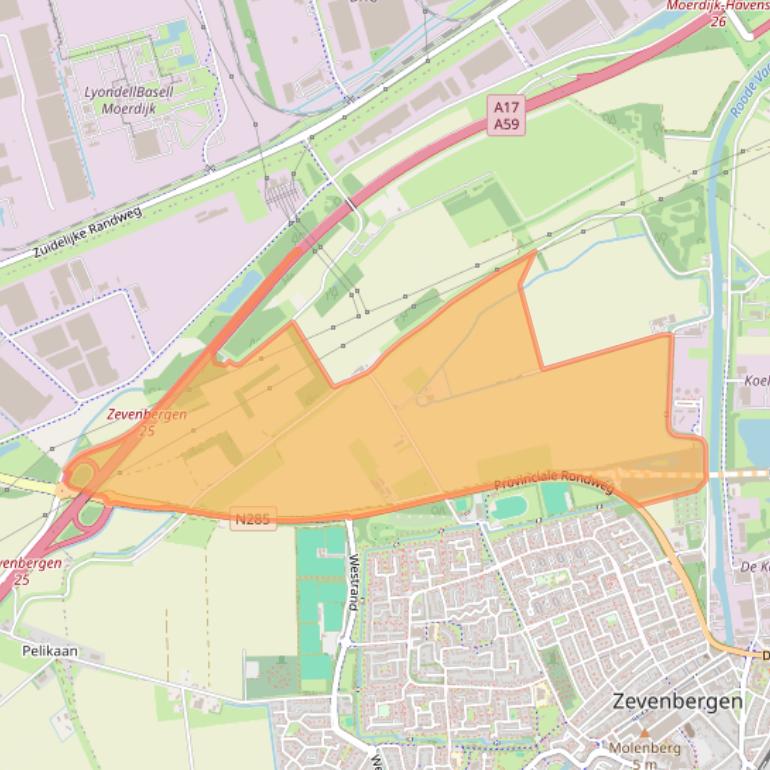 Kaart van postcodegebied 4761PN.
