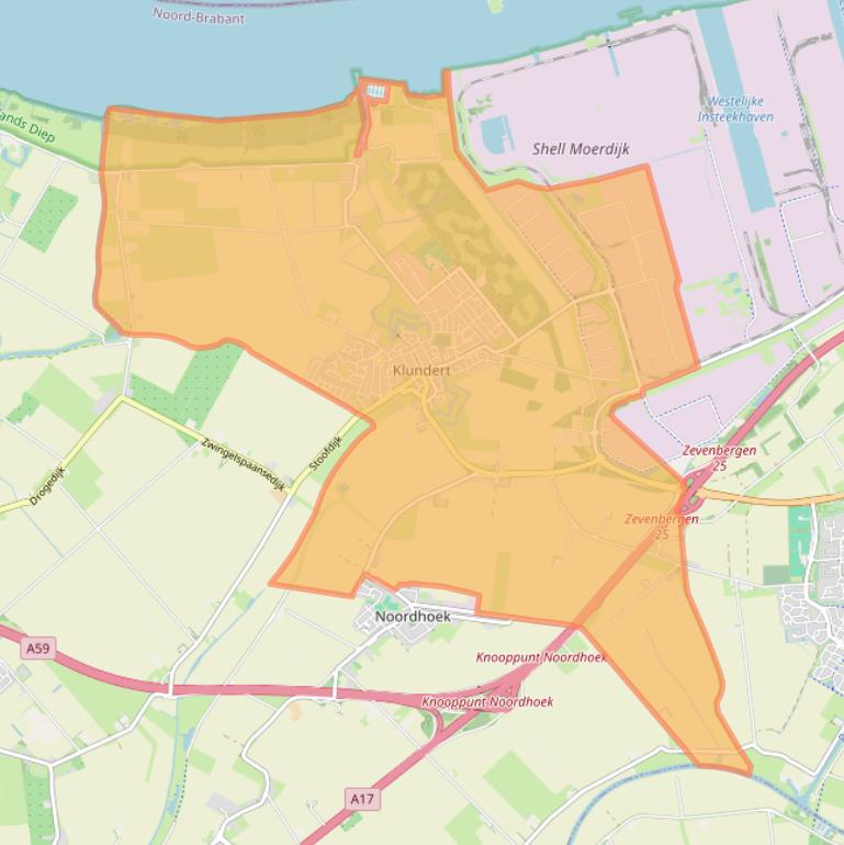 Kaart van postcodegebied 4791.