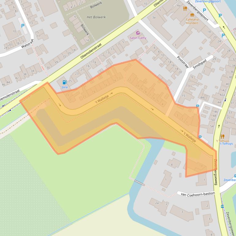 Kaart van postcodegebied 4791AB.