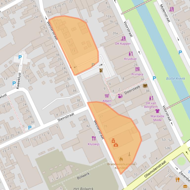 Kaart van postcodegebied 4791HT.