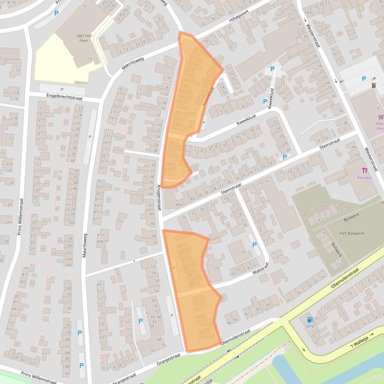 Kaart van postcodegebied 4791JE.