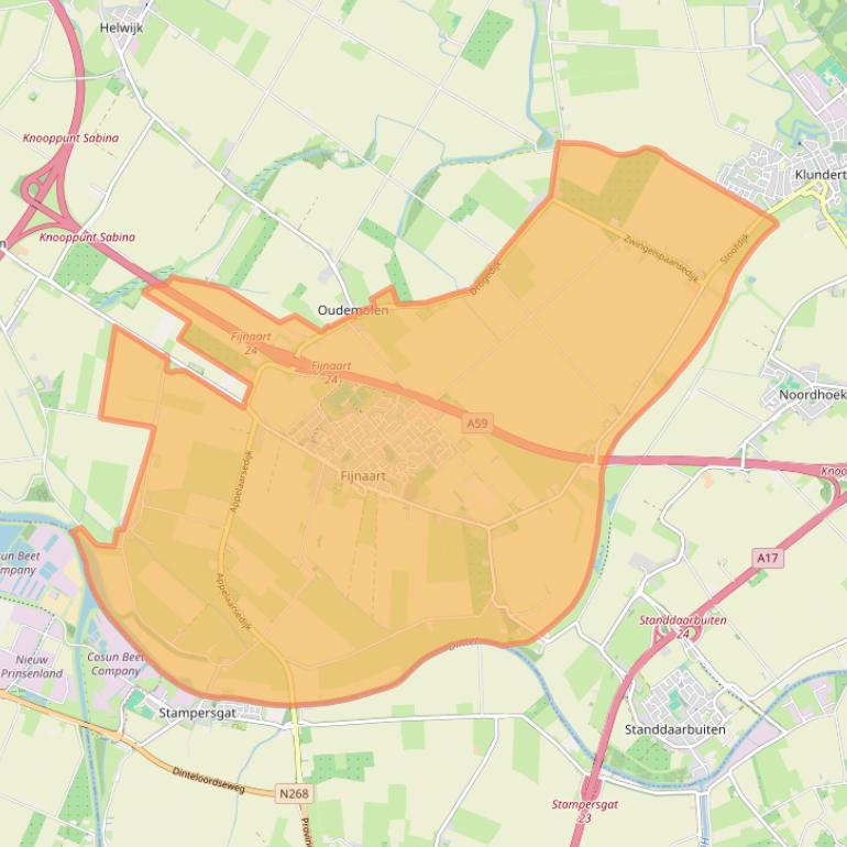 Kaart van postcodegebied 4793.