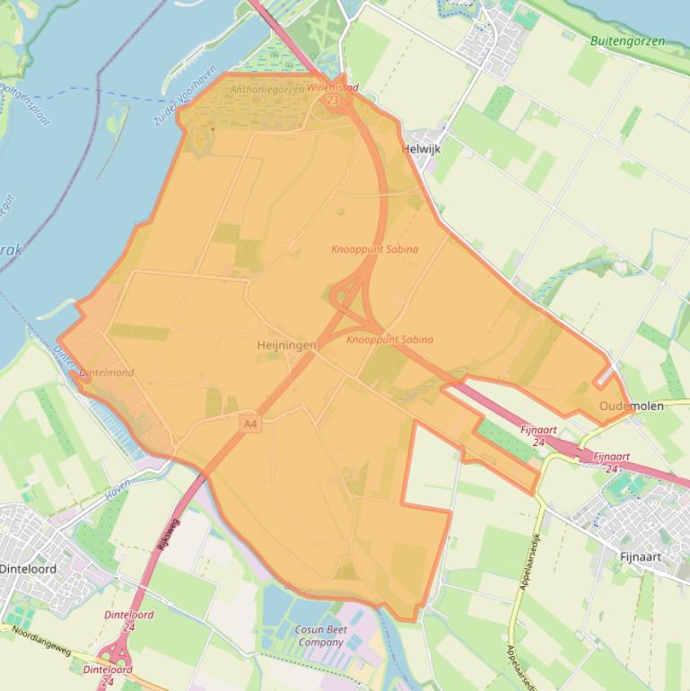 Kaart van postcodegebied 4794.