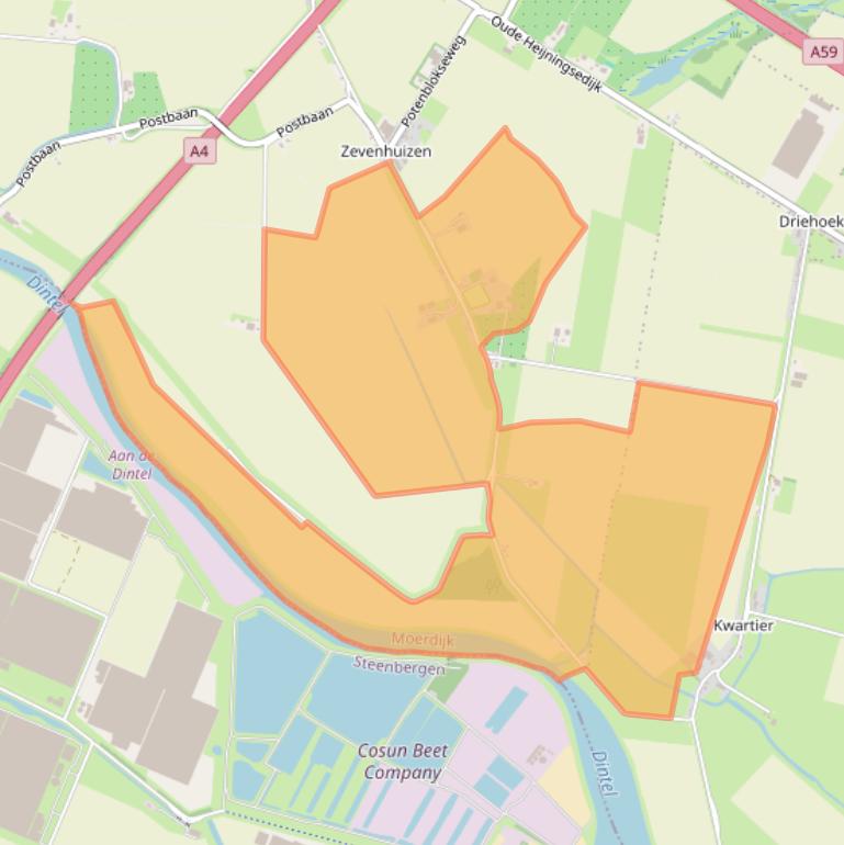 Kaart van postcodegebied 4794RS.