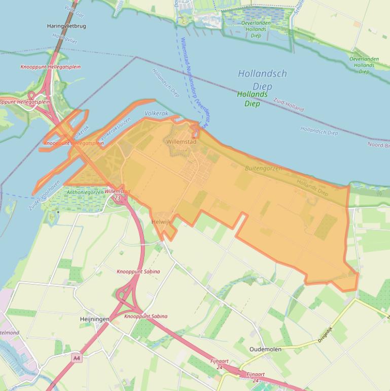 Kaart van postcodegebied 4797.