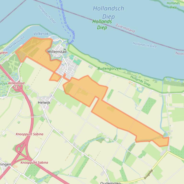 Kaart van postcodegebied 4797SE.