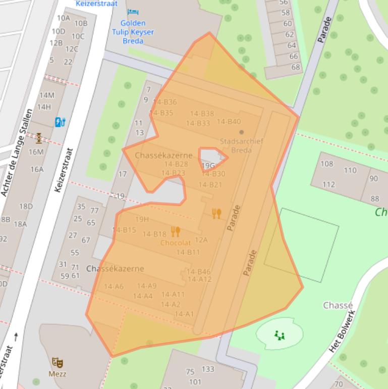 Kaart van postcodegebied 4811DZ.