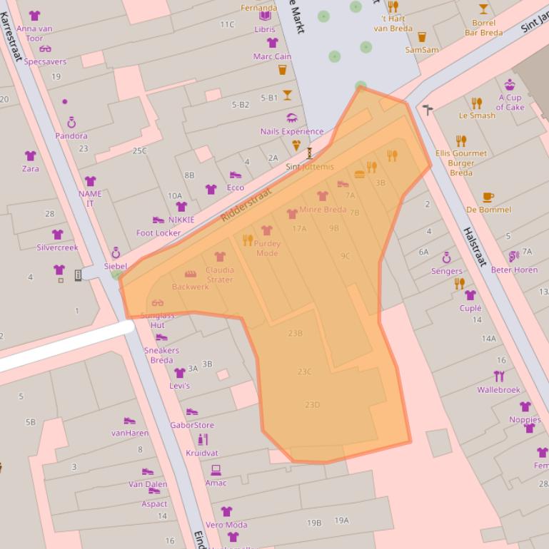 Kaart van postcodegebied 4811JA.