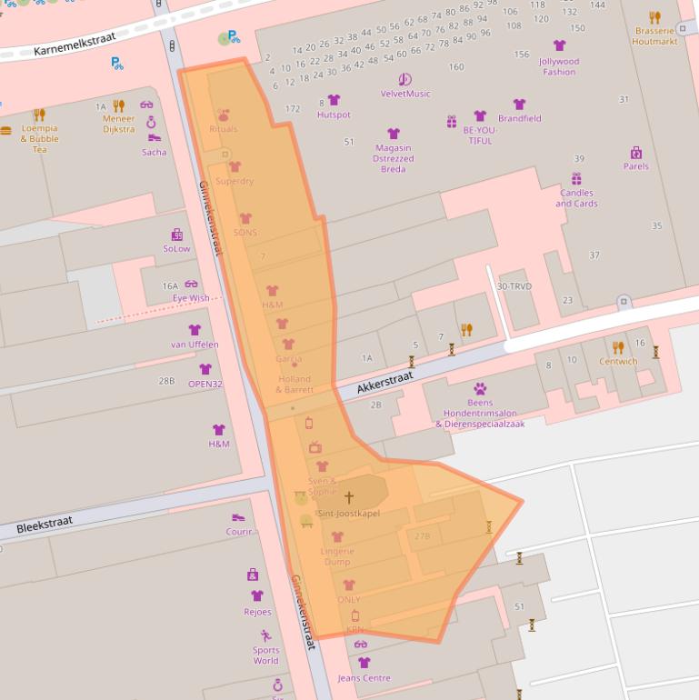 Kaart van postcodegebied 4811JD.