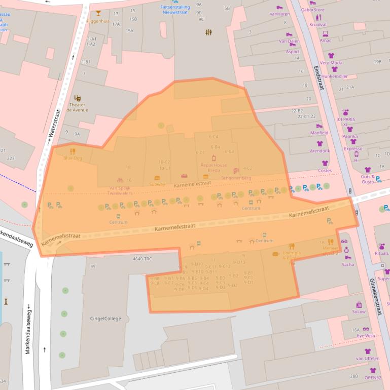 Kaart van postcodegebied 4811KJ.