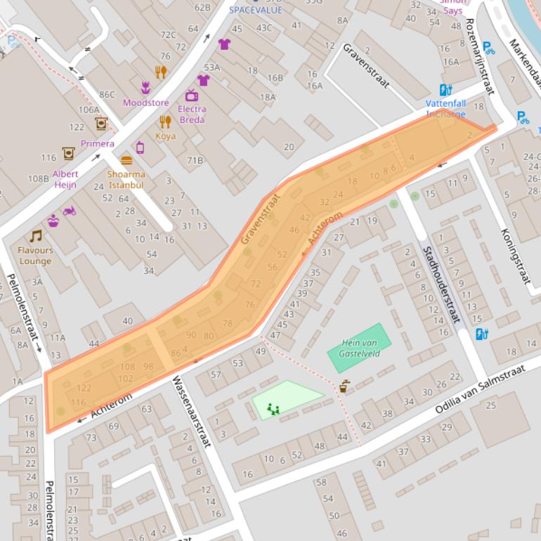 Kaart van postcodegebied 4811LT.