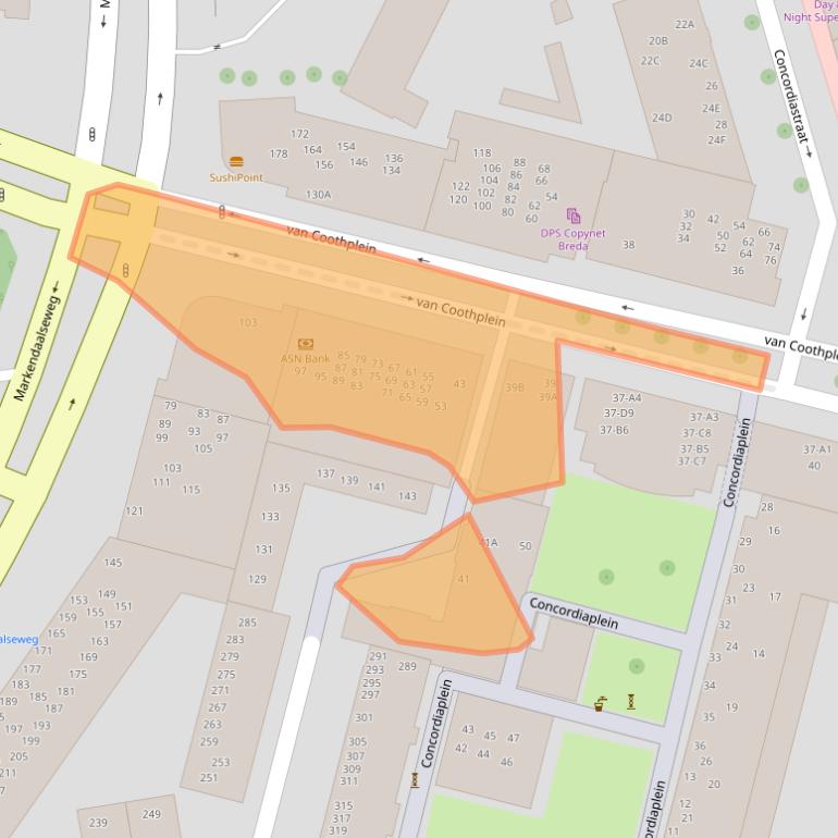 Kaart van postcodegebied 4811ND.