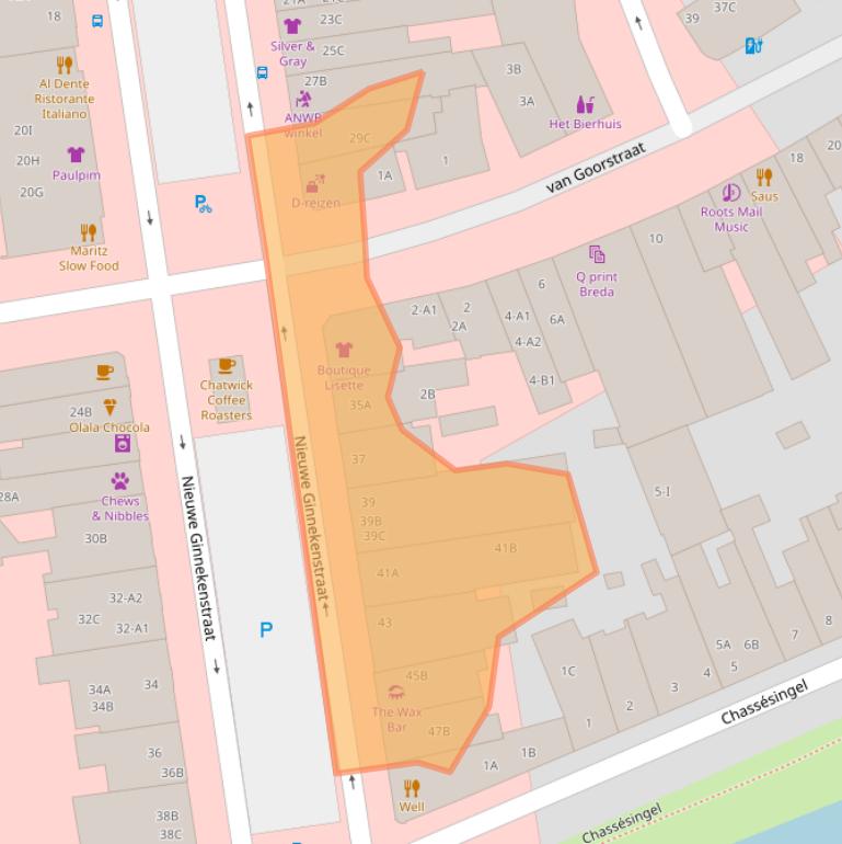 Kaart van postcodegebied 4811NN.