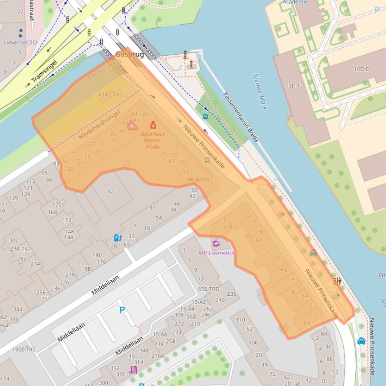 Kaart van postcodegebied 4811VC.