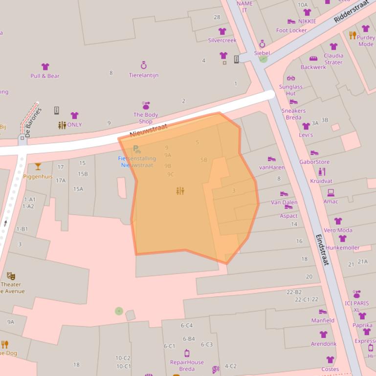 Kaart van postcodegebied 4811WX.