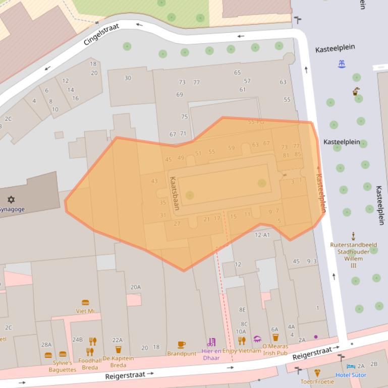 Kaart van postcodegebied 4811XW.