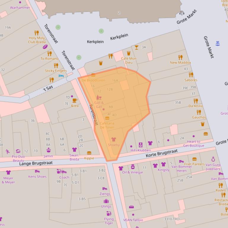 Kaart van postcodegebied 4811XX.