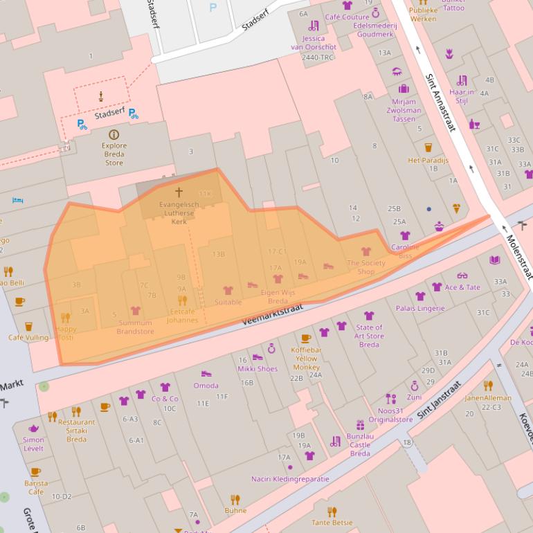 Kaart van postcodegebied 4811ZB.