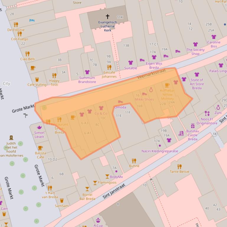 Kaart van postcodegebied 4811ZE.