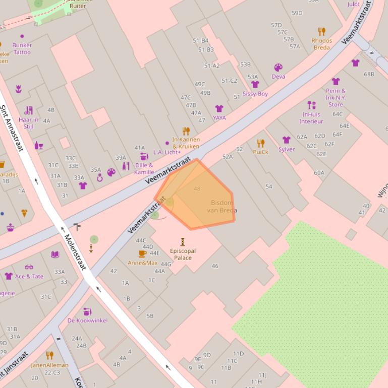 Kaart van postcodegebied 4811ZH.