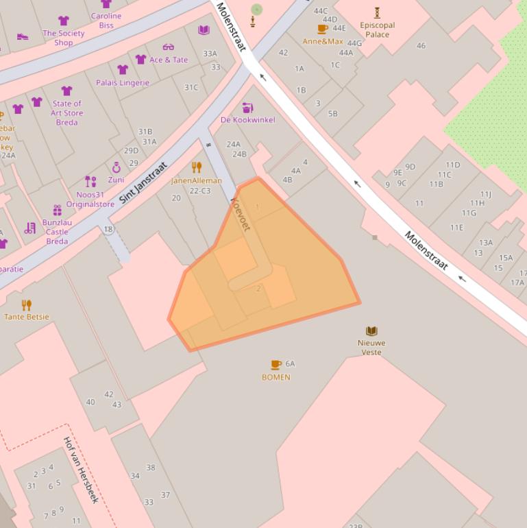 Kaart van postcodegebied 4811ZP.