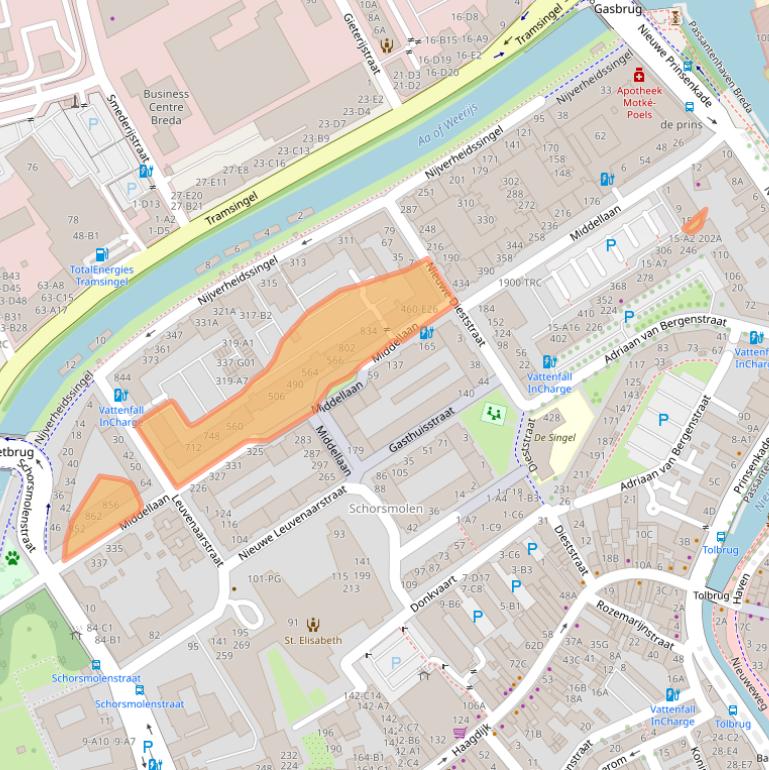 Kaart van postcodegebied 4811ZT.