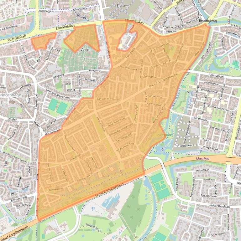 Kaart van postcodegebied 4812.