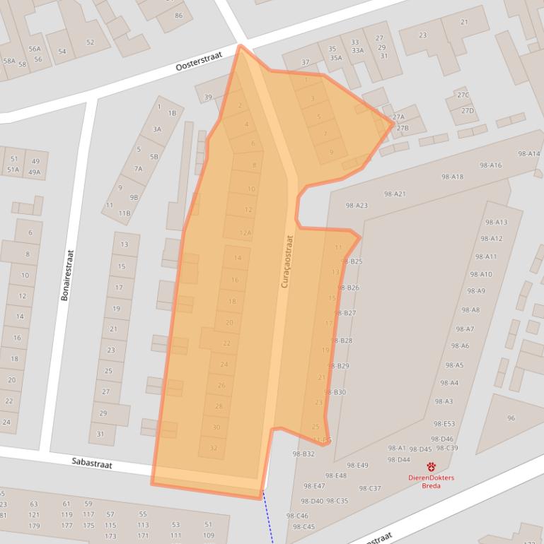 Kaart van postcodegebied 4812CA.