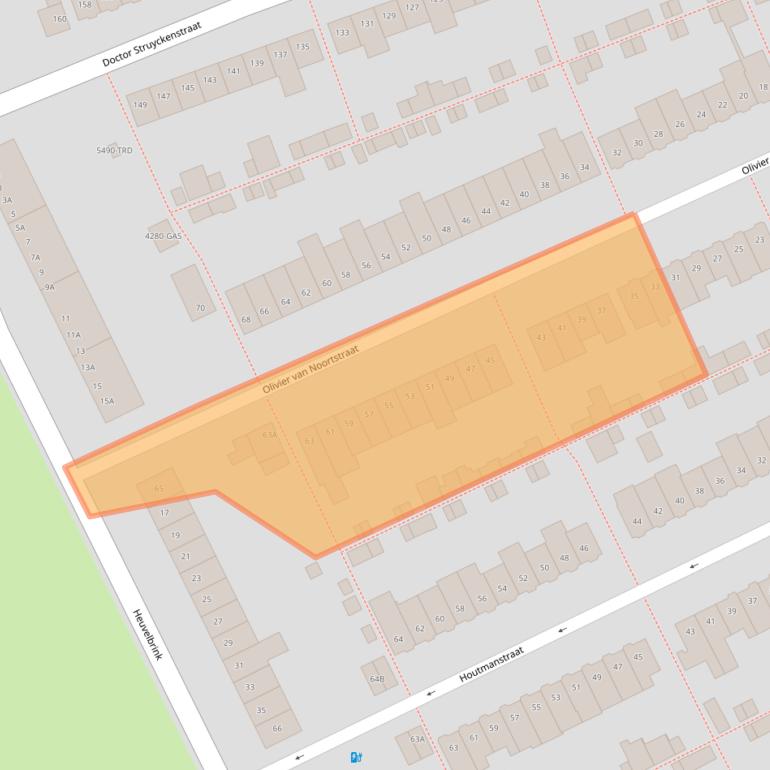 Kaart van postcodegebied 4812RB.