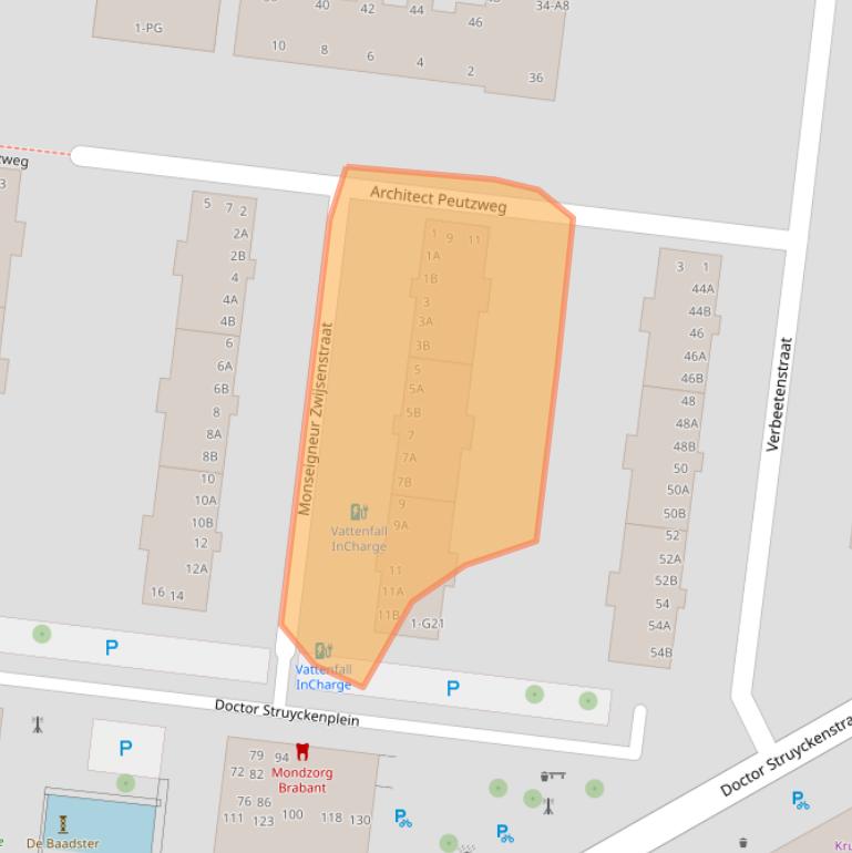 Kaart van postcodegebied 4812TD.