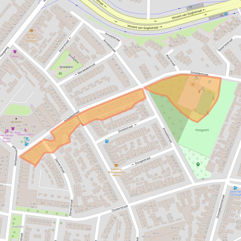 Kaart van postcodegebied 4812VJ.