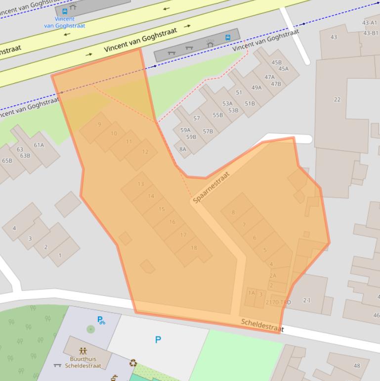 Kaart van postcodegebied 4812VW.