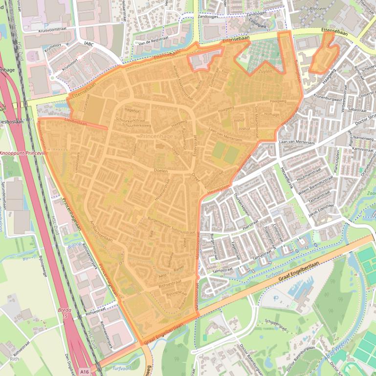 Kaart van postcodegebied 4813.