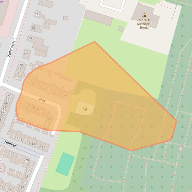 Kaart van postcodegebied 4813AJ.