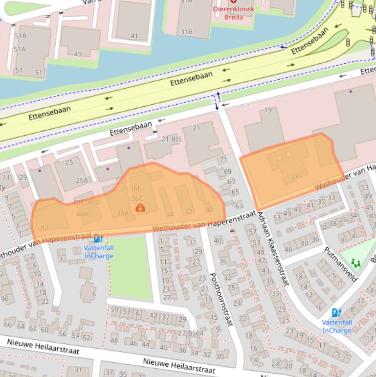 Kaart van postcodegebied 4813AM.