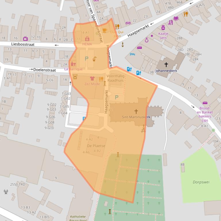 Kaart van postcodegebied 4813BA.